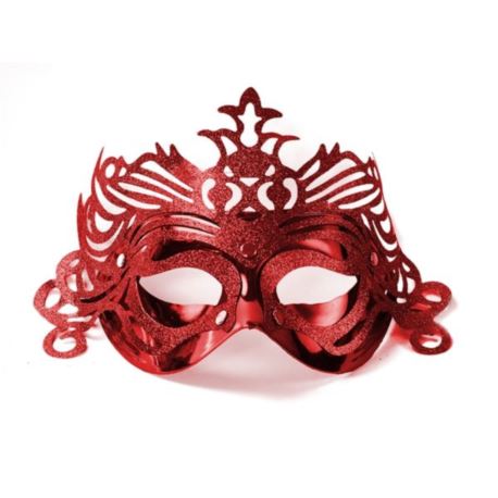 Maska Party z ornamentem, czerwony 1 szt.