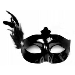 Maska Party z piórkiem, czarny