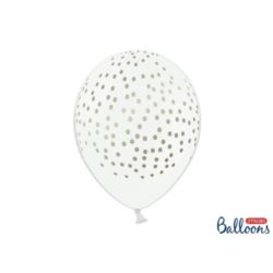 Balony 30 cm,Kropki Pastel Pure White 6 szt.
