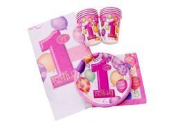 Zestaw na roczek 1st Girl Birthday Baloniki Pink
