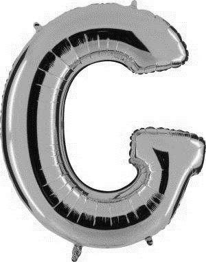Balon, foliowy literka mała 30 cm - srebrna "G"
