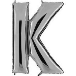 Balon, foliowy literka mała 30 cm - srebrna "K"