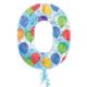 Balon, foliowy Cyfra "0" multicolor 66x86 cm