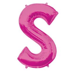 Balon foliowy Litera "S" różowy, 53x88 cm