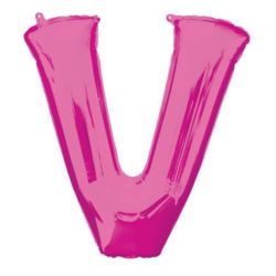 Balon foliowy Litera "V" różowy, 81x81 cm