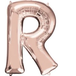 Balon foliowy Litera "R" różowe złoto- 53x88 cm