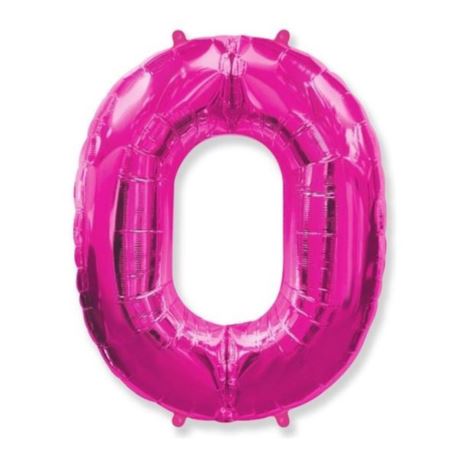 Balon foliowy FX - "Number 0" różowy, 95 cm