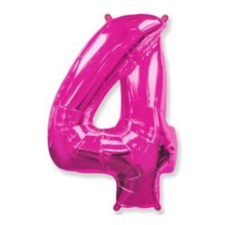 Balon foliowy FX - "Number 4" różowy, 95 cm
