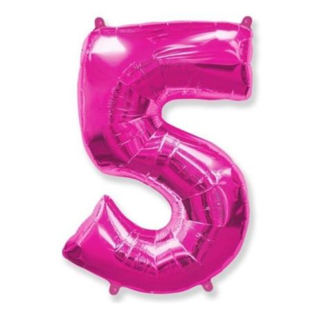 Balon foliowy FX - "Number 5" różowy, 95 cm