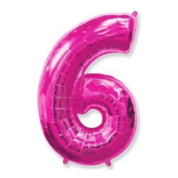 Balon foliowy FX - "Number 6" różowy 95 cm