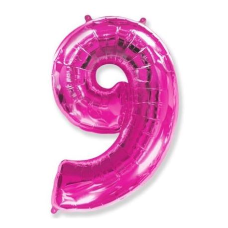 Balon foliowy FX - "Number 9" różowy 95 cm