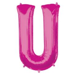 Balon foliowy Litera "U" różowyi, 58x83 cm