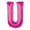 Balon foliowy Litera "U" różowyi, 58x83 cm
