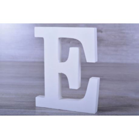 Litery ozdobne, drewno 16 cm "E" - biały, 1 szt.