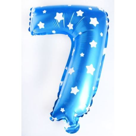 Balon foliowy cyfra "7" - niebieska w gwiazdki