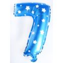 Balon foliowy cyfra "7" - niebieska w gwiazdki