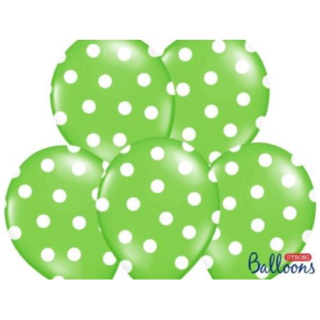 Balony 30 cm,Kropki,Pastel Lime Green, 6 szt.