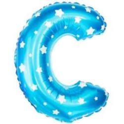 Balon foliowy Litera "C" - niebieska w gwiazdki