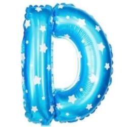 Balon foliowy Litera "D" - niebieska w gwiazdki