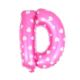 Balon foliowy Litera "D" - różowa w serduszka