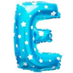 Balon foliowy Litera "E" - niebieska w gwiazdki