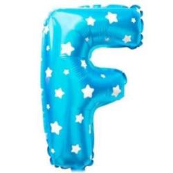 Balon foliowy Litera "F" - niebieska w gwiazdki