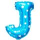 Balon foliowy Litera "J" - niebieska w gwiazdki