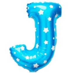Balon foliowy Litera "J" - niebieska w gwiazdki