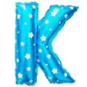 Balon foliowy Litera "K" - niebieska w gwiazdki