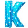 Balon foliowy Litera "K" - niebieska w gwiazdki