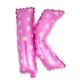 Balon foliowy Litera "K" - różowa w serduszka