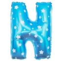 Balon foliowy Litera "N" - niebieska w gwiazdki
