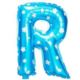 Balon foliowy Litera "R" - niebieska w gwiazdki