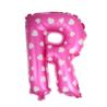Balon foliowy Litera "R" - różowa w serduszka