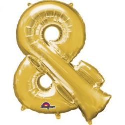Balon, foliowy mini symbol "&" złota