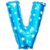Balon foliowy Litera "V" - niebieska w gwiazdki