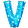 Balon foliowy Litera "V" - niebieska w gwiazdki