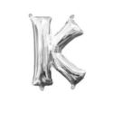 Balon, foliowy Literka Mini "K" 25x33 cm, Srebrna