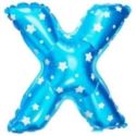 Balon foliowy Litera "X" - niebieska w gwiazdki