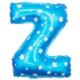 Balon foliowy Litera "Z" - niebieska w serduszka