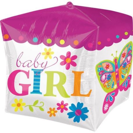 Balon, foliowy kostka Narodziny dziecka - dziewcz