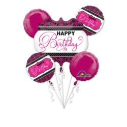 Bukiet balonow "Rózowo-czarno-biale - Happy Birthd