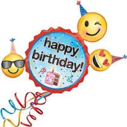 Balon foliowy Happy Birthday Emoticon 68x91 cm