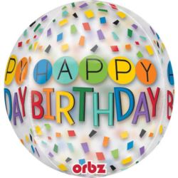 Balon foliowy Orbz "Happy Birthday" 38x40 cm