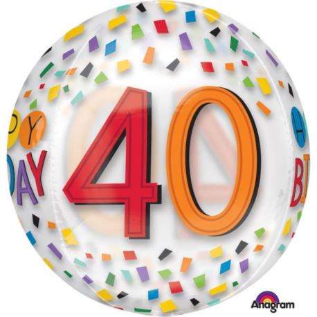 Balon foliowy Orbz na "40-te urodziny" 38x40 cm