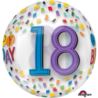 Balon foliowy kula "Happy Birthday 18"- tęcza