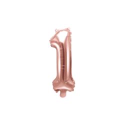 Balon foliowy Cyfra "1", 35cm, różowe złoto