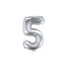 Balon foliowy Cyfra "5", 35cm, srebrny
