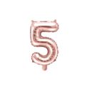 Balon foliowy Cyfra "5", 35cm, różowe złoto