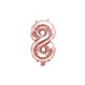 Balon foliowy Cyfra "8", 35cm, różowe złoto